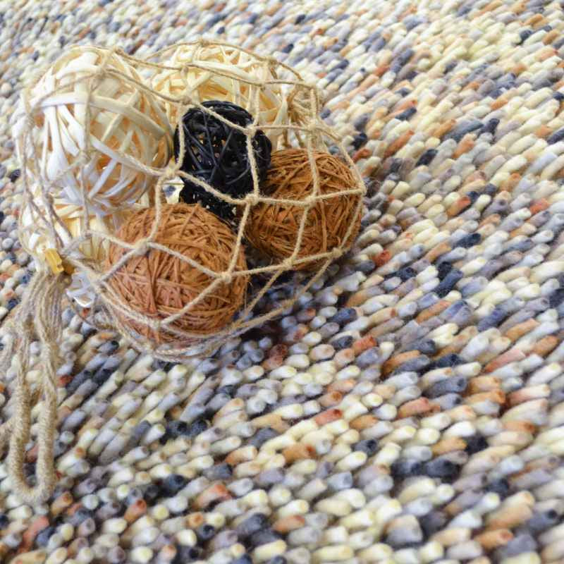 Brink and Campman Rocks Mix Shaggy Wool Rugs 70401 Putty