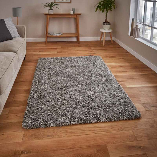 Vista Soft Shaggy Plain Rugs 3547 in Silver Grey