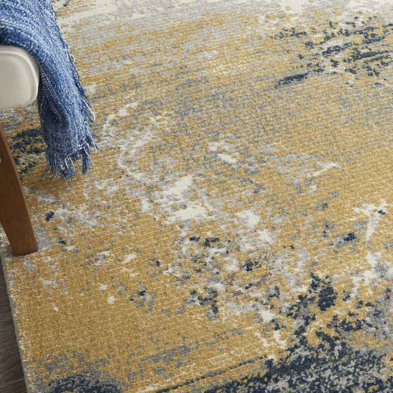 Twilight Abstract Wool Rugs TWI22 in Navy Blue & Gold