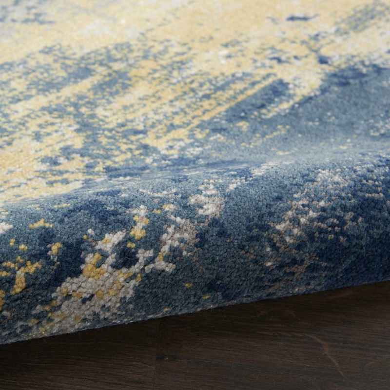 Twilight Abstract Wool Rugs TWI22 in Navy Blue & Gold