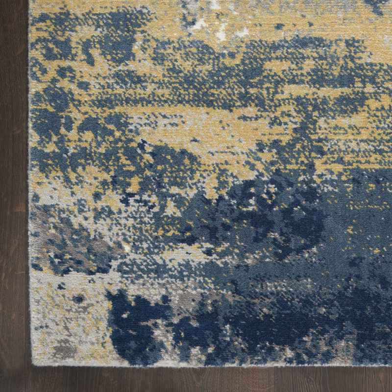 Twilight Abstract Wool Rugs TWI22 in Navy Blue & Gold