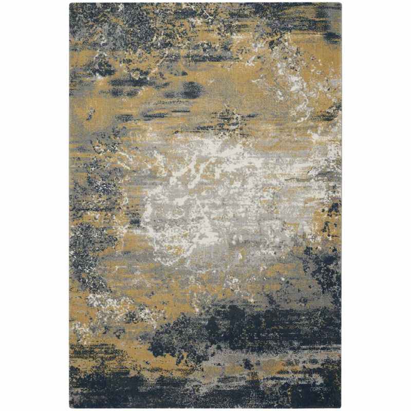 Twilight Abstract Wool Rugs TWI22 in Navy Blue & Gold