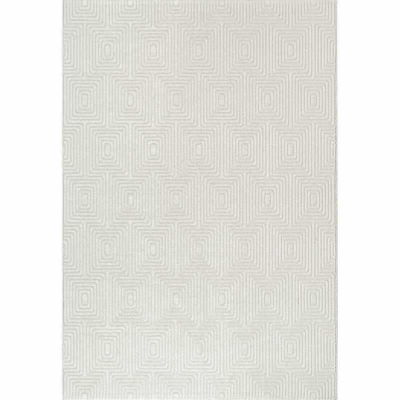 Geometric Modern Textured Rugs in 410009 6161 Cream
