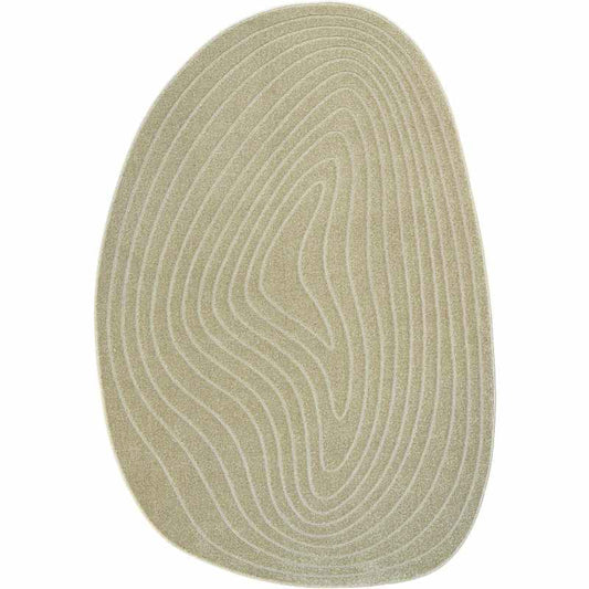 Geo 41064 9191 Swirl Pebble Shape Textured Rugs in Beige
