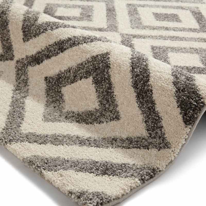 Elegant Geometric Pattern Rugs 4893 in Grey and White