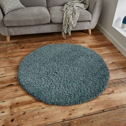 Vista Circular Shaggy Round Rugs 2236 Teal Blue