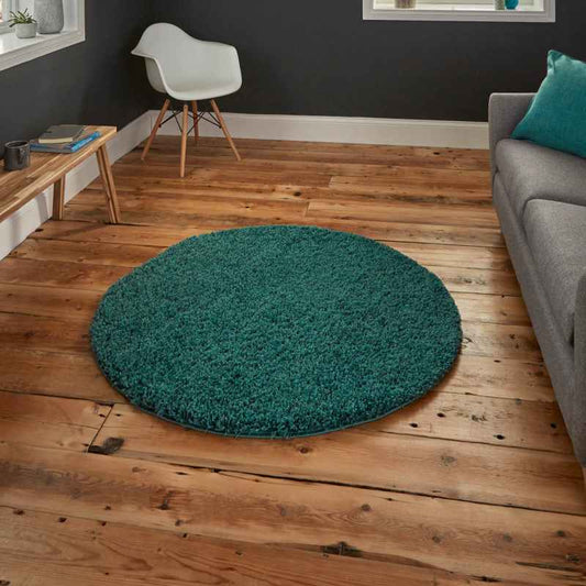 Vista Circular Shaggy Round Rugs 2236 in Bright Blue