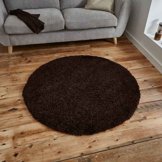 Vista Circular Shaggy Round Rugs 2236 Brown