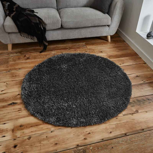 Vista Circular Shaggy Round Rugs 2236 Dark Grey
