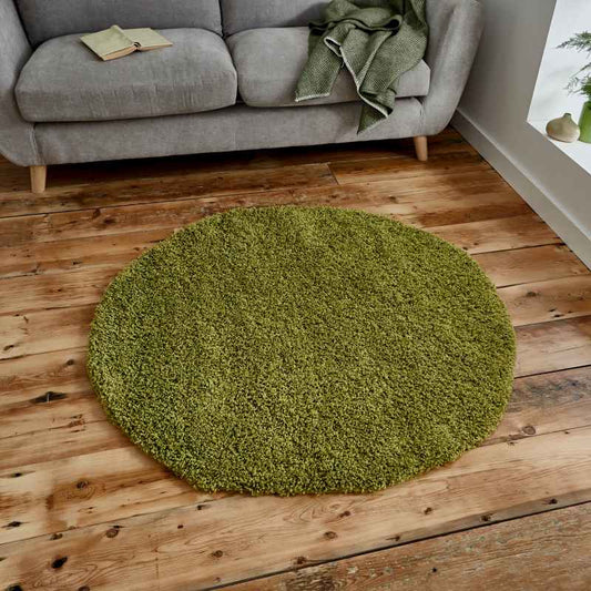 Vista Circular Shaggy Round Rugs 2236 Green