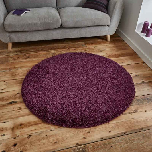 Vista Circular Shaggy Round Rugs 2236 Purple