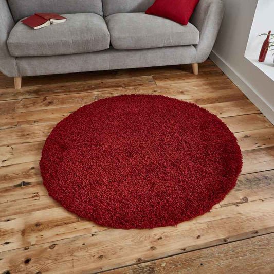 Vista Circular Shaggy Round Rugs 2236 Red