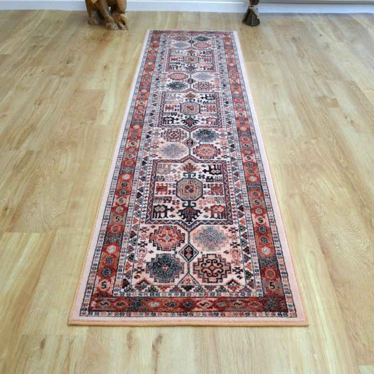Royal Kashqai Traditional Wool Runner Rugs 4306 100 Cream Brick