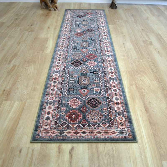 Royal Kashqai Traditional Wool Runner Rugs 4306 100 Green