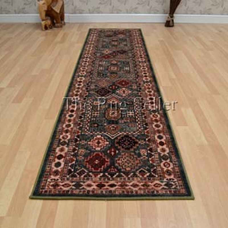 Royal Kashqai Traditional Wool Runner Rugs 4306 100 Green