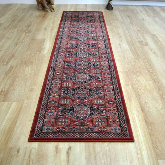 Royal Kashqai Traditional Wool Runner Rugs 4308 300 Brick Red