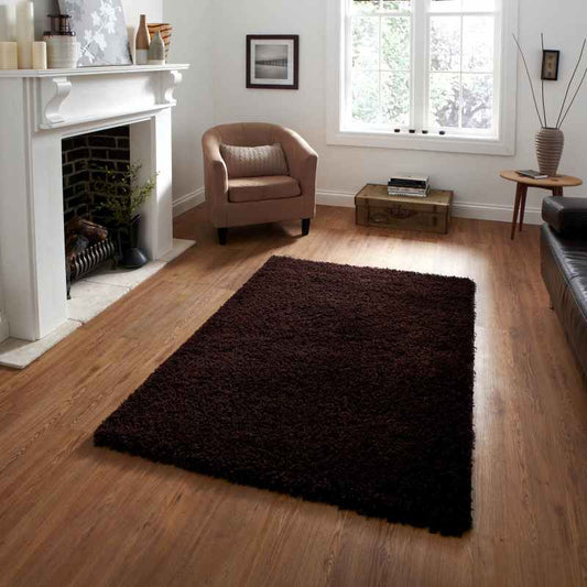 Vista Shaggy Plain Thick Rugs 2236 Brown