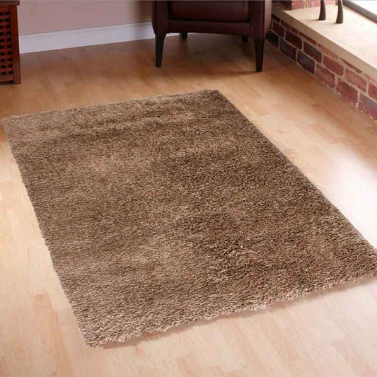 Vista Shaggy Plain Thick Rugs 2236 Dark Beige