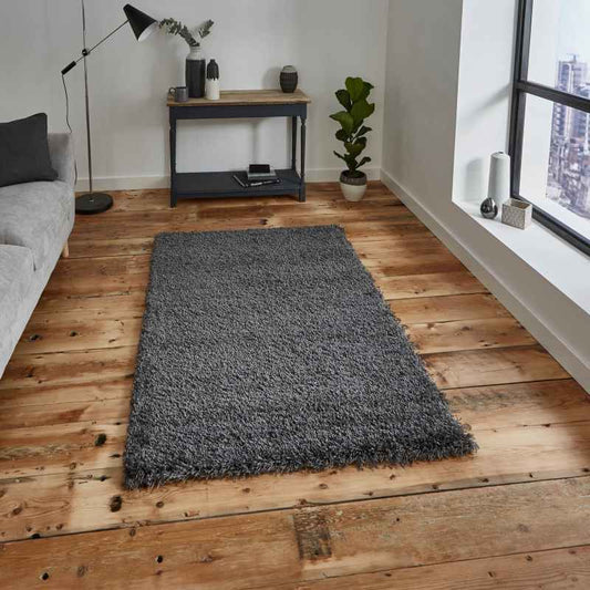 Vista Shaggy Plain Thick Rugs 2236 Dark Grey
