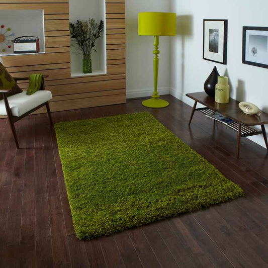 Vista Shaggy Plain Thick Rugs 2236 Green