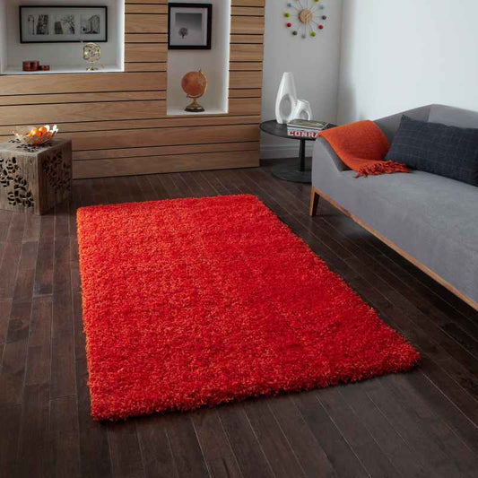 Vista Shaggy Plain Thick Rugs 2236 Orange