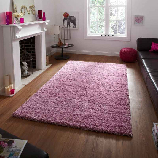 Vista Shaggy Plain Thick Rugs 2236 Pink