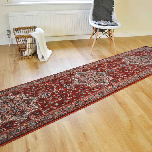 Royal Kashqai Traditional Wool Runner Rugs 4354 300 in Red