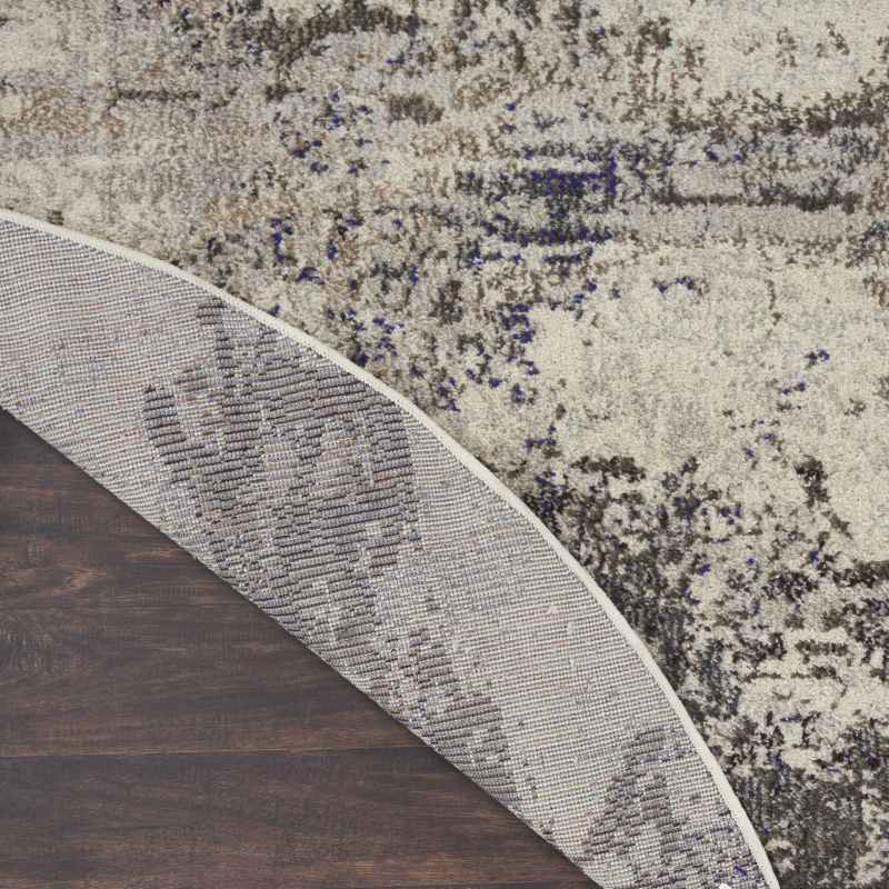 Celestial Abstract Circle Round Rugs CES02 in Ivory Grey by Nourison