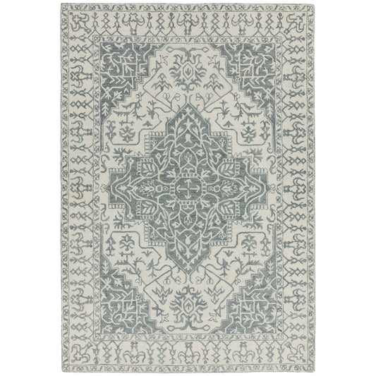 Bronte Traditional Wool Rugs in Silver and Grey