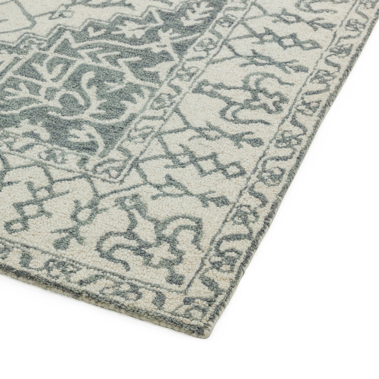 Bronte Traditional Wool Rugs in Silver and Grey