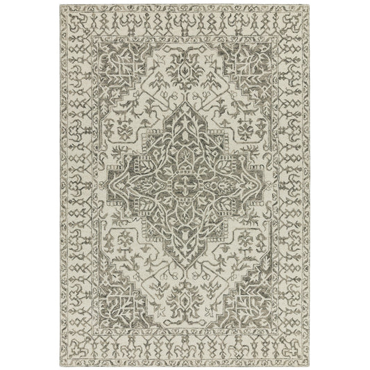 Bronte Traditional Wool Rugs in Smoke Grey
