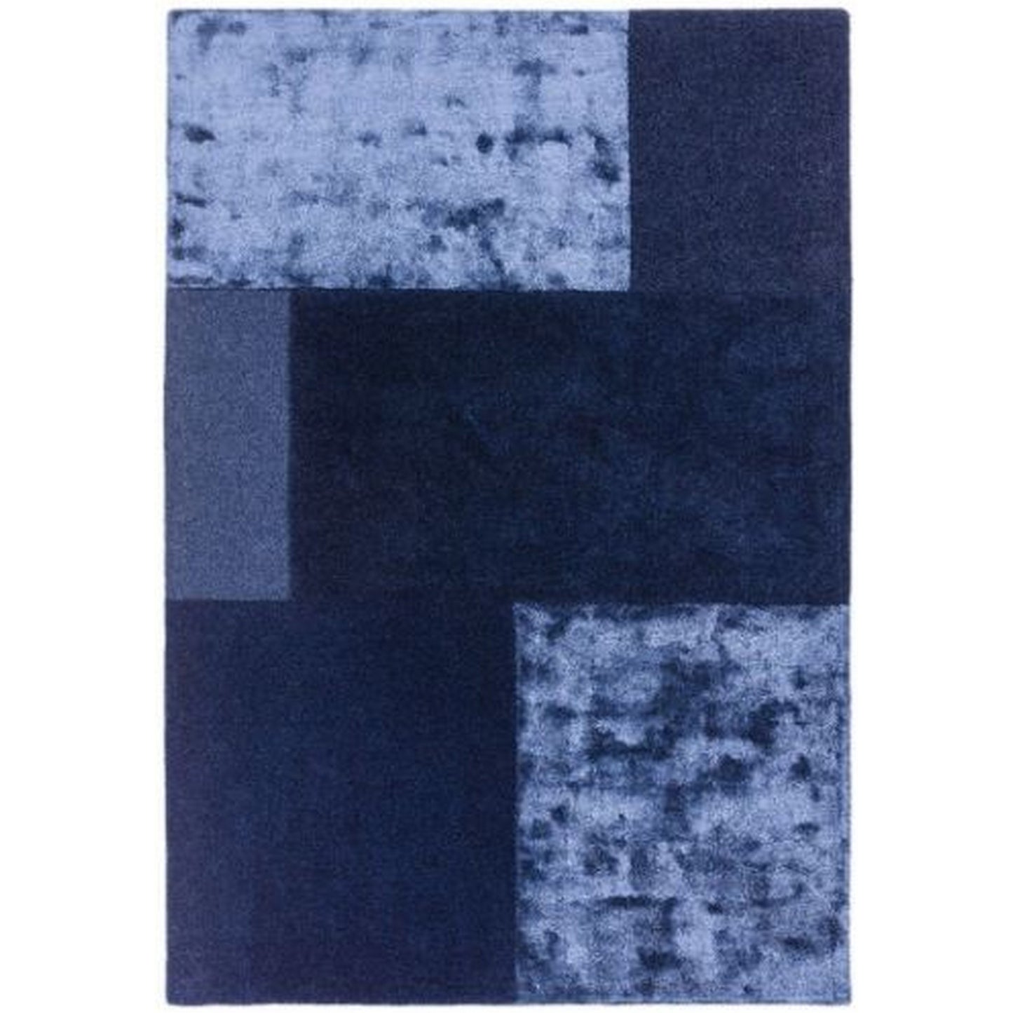 Tate Tonal Textures Geometric Wool Rugs in Navy Blue