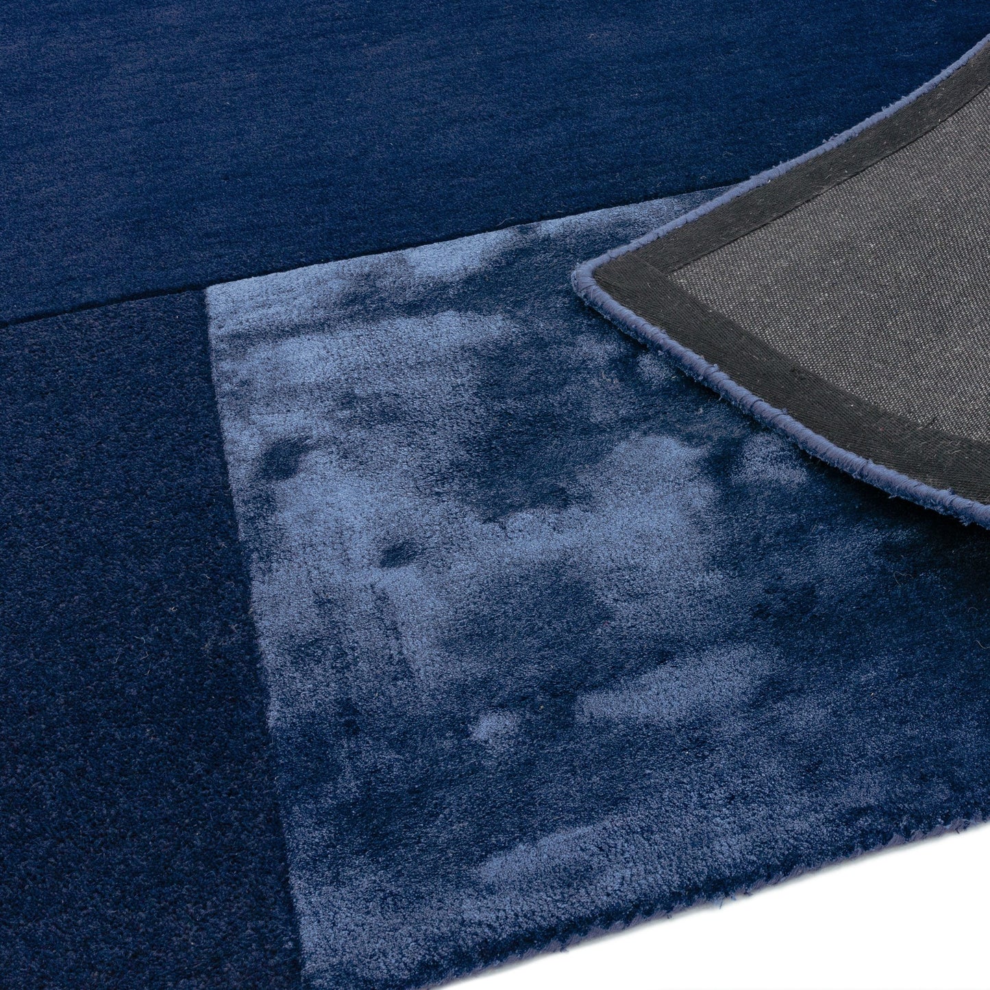 Tate Tonal Textures Geometric Wool Rugs in Navy Blue