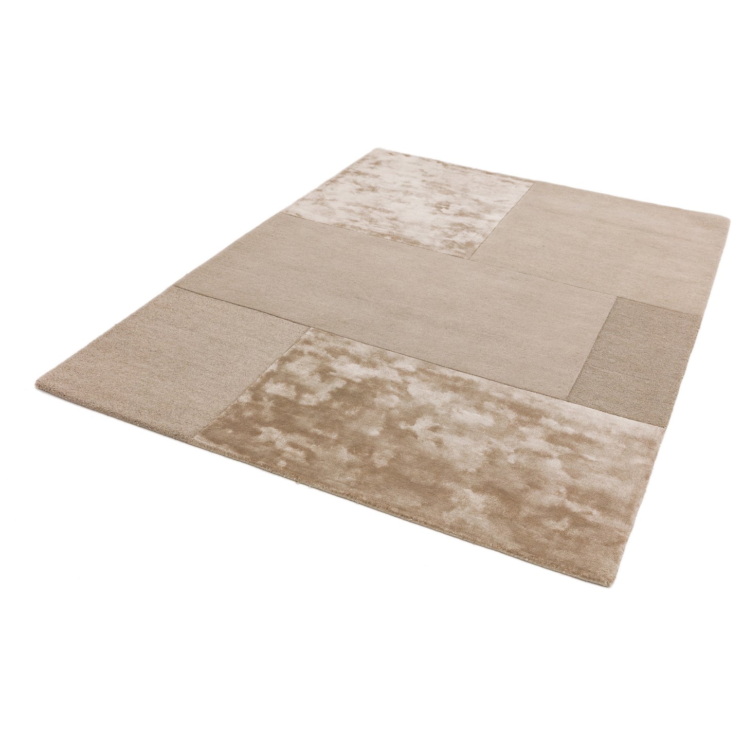 Tate Tonal Textures Geometric Wool Rugs in Sand