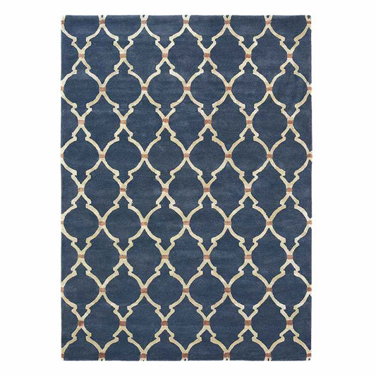 Empire Trellis Modern Pattern Rugs in Indigo 45508 by Sanderson
