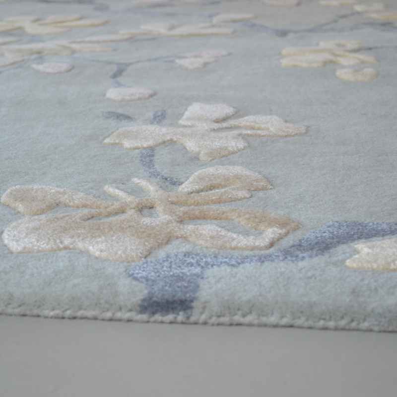 Anthea 47107 Floral Designer Rugs in China Blue by Sanderson