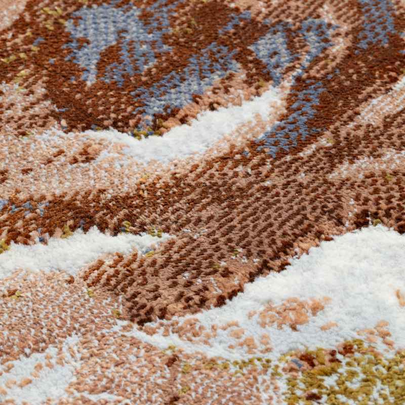 Moda 47180 GC990 Floral Abstract Textured Rugs in Gold Blue