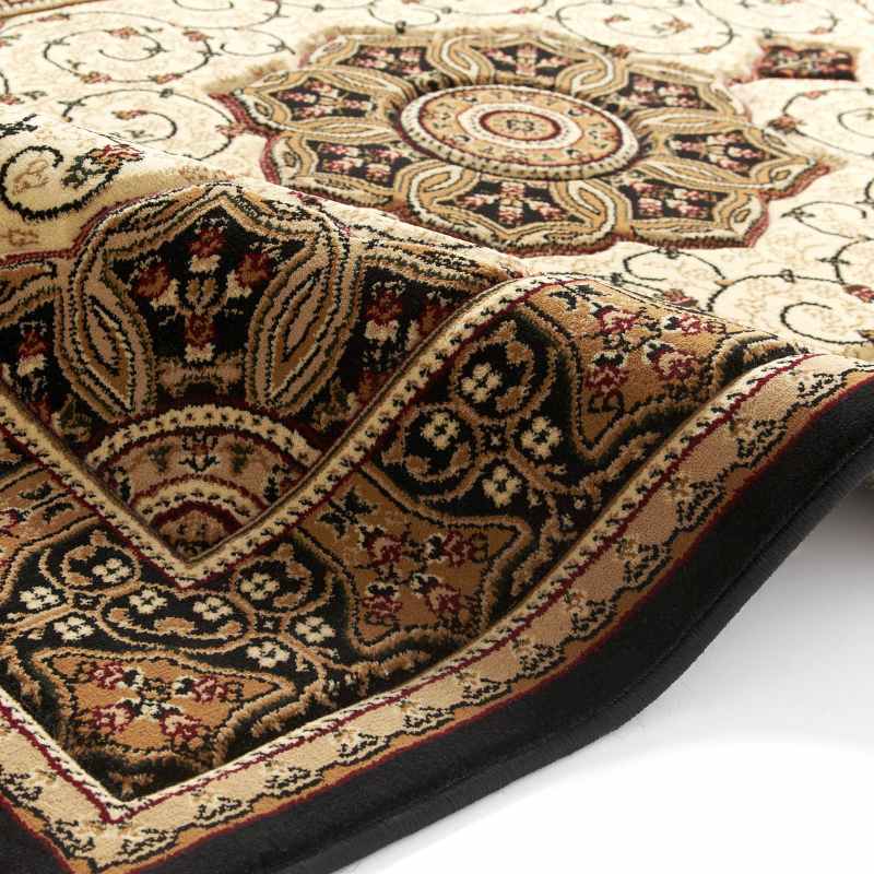 Heritage 4400 Traditional Medallion Rugs in Black Cream