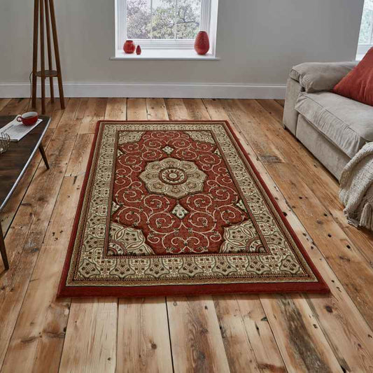 Heritage Traditional Medallion Rugs 4400 in Dark Terracotta