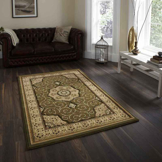Heritage 4400 Traditional Medallion Rugs in Green
