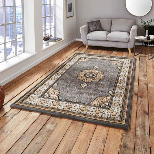 Heritage 4400 Traditional Medallion Rugs in Silver