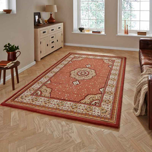 Heritage 4400 Traditional Medallion Rugs in Terracotta