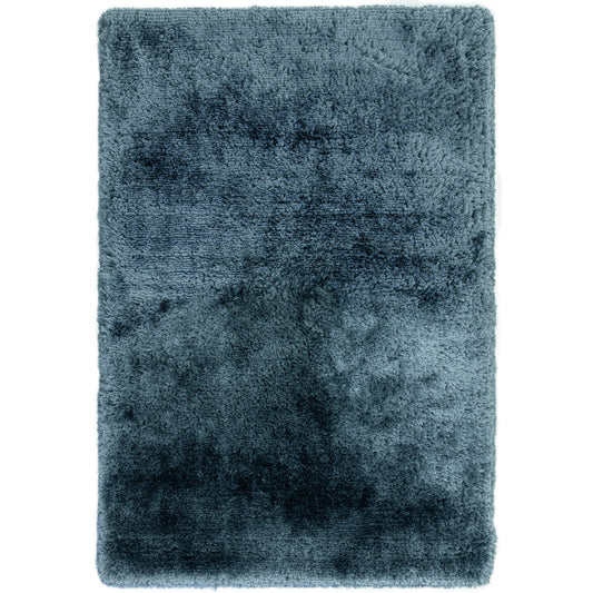 Plush Plain Modern Shaggy Rugs in Air Force Blue