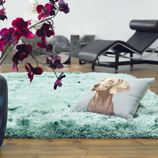 Plush Plain Modern Shaggy Rugs in Ocean