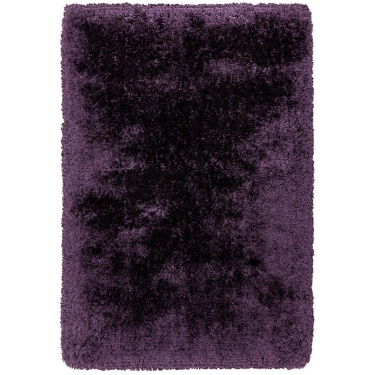 Plush Plain Modern Shaggy Rugs in Purple
