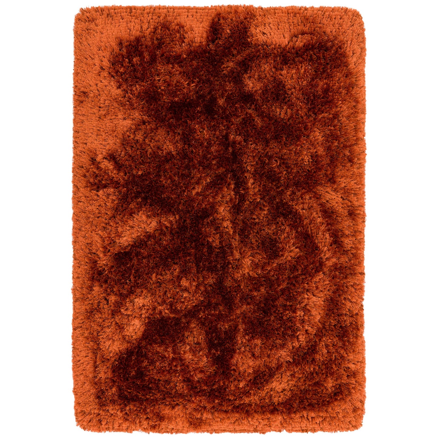 Plush Plain Modern Shaggy Rugs in Rust