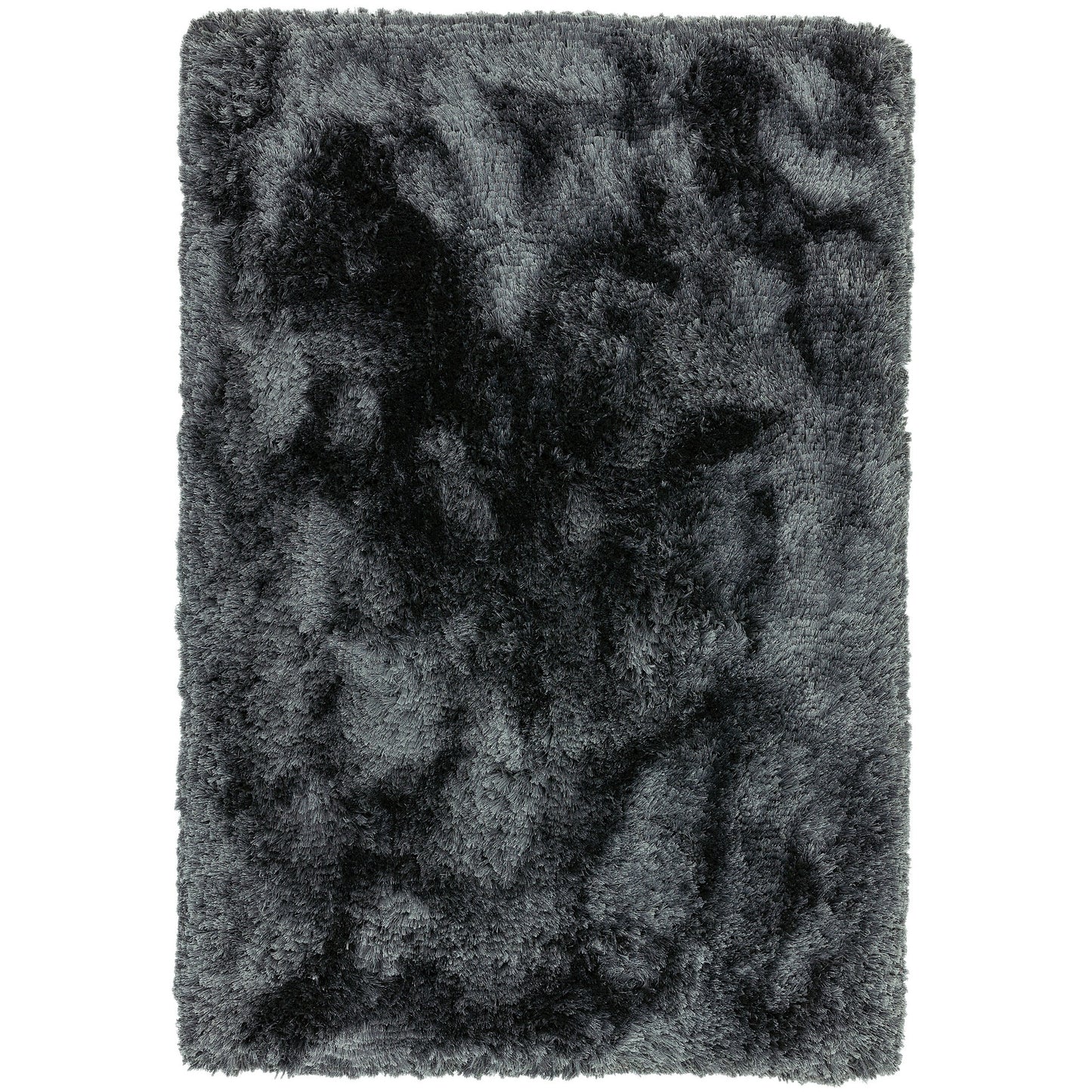 Plush Plain Modern Shaggy Rugs in Slate