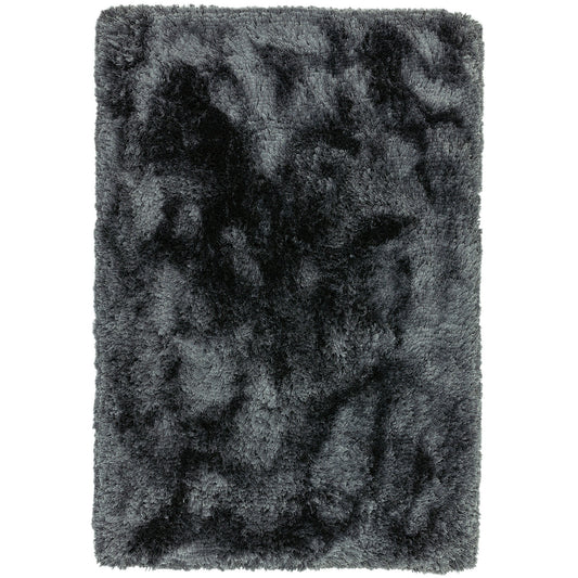 Plush Plain Modern Shaggy Rugs in Slate