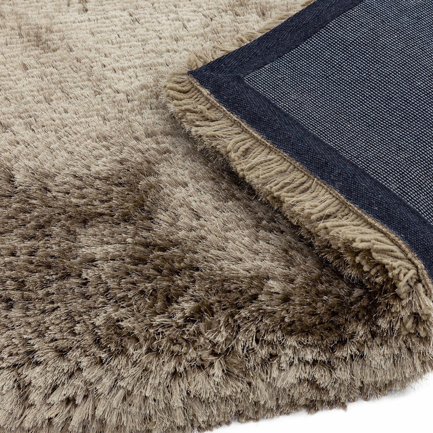 Plush Plain Modern Shaggy Rugs in Taupe