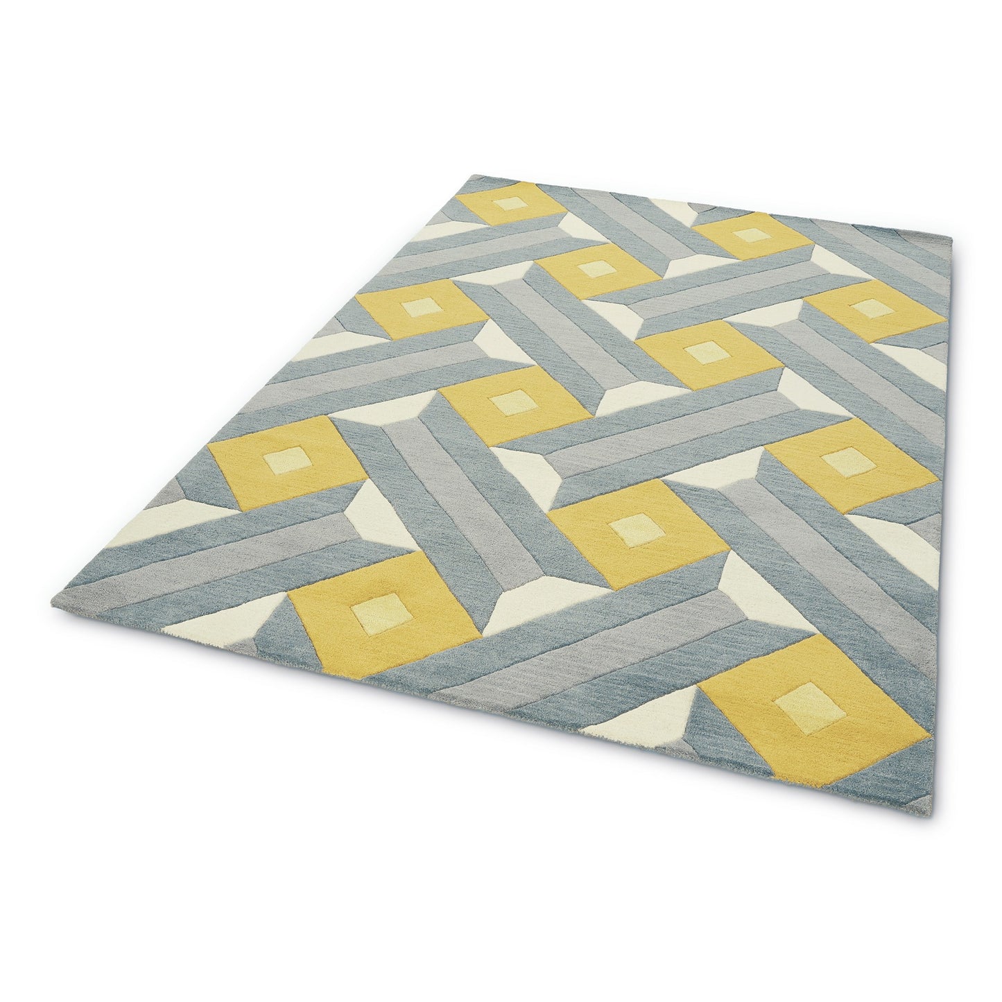 Reef Motif Wool Tufted Rugs RF01 in Ochre and Grey